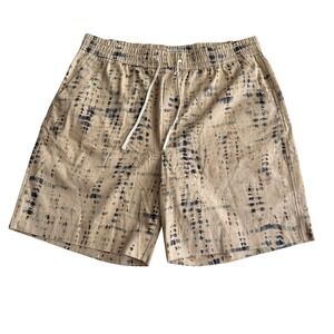 Scotch & Soda‎ Shibori Printed Organic Cotton Cream Pull On 8" Inseam Shorts XXL